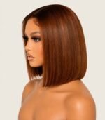 12" Burnt Orange Straight Bob Wig - Image 2
