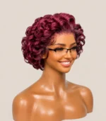 Burgundy Finger Wave Pixie Wig - Image 2