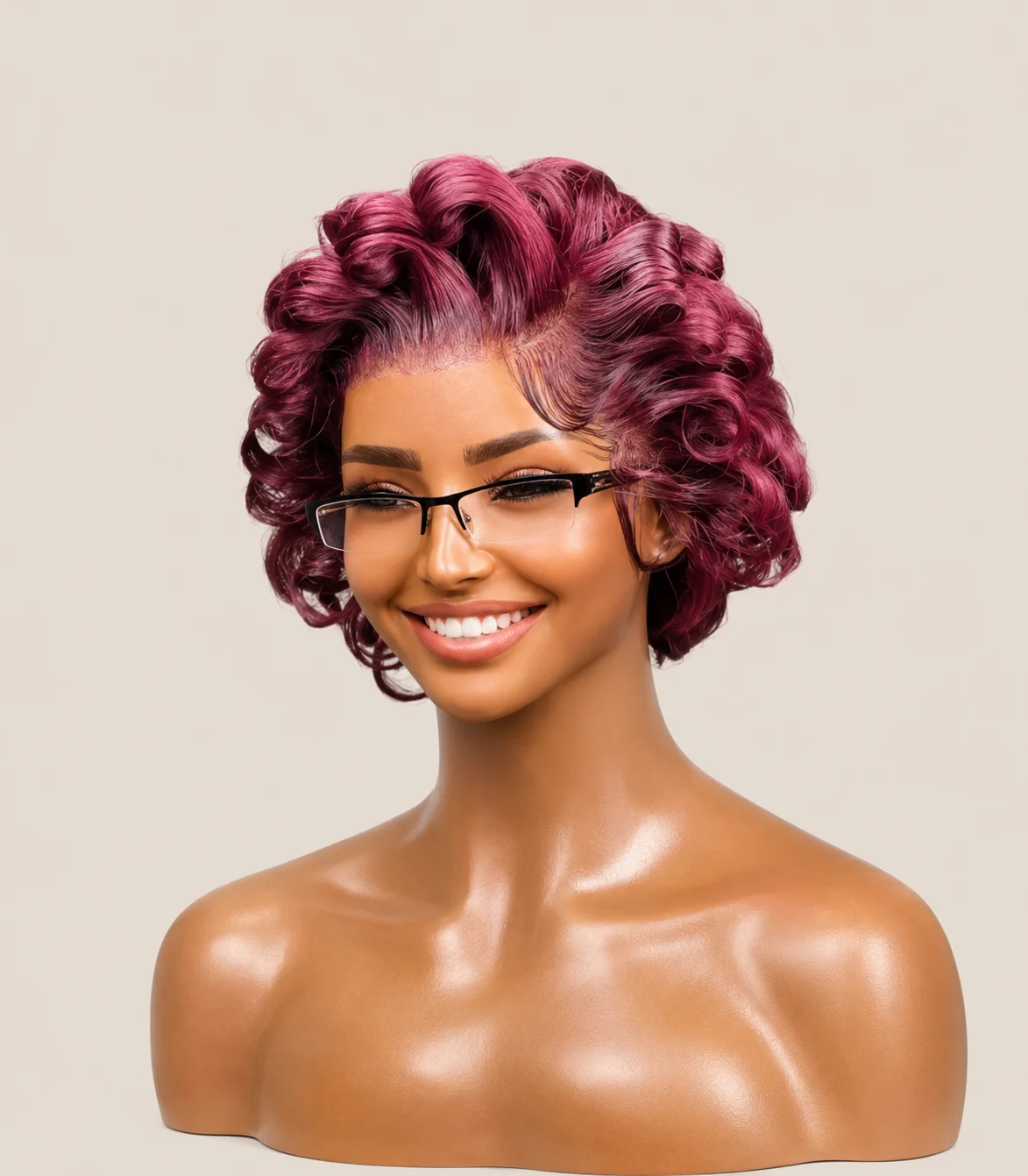 Burgundy Finger Wave Pixie Wig Burgundy Finger Wave Pixie Wig - Image 1